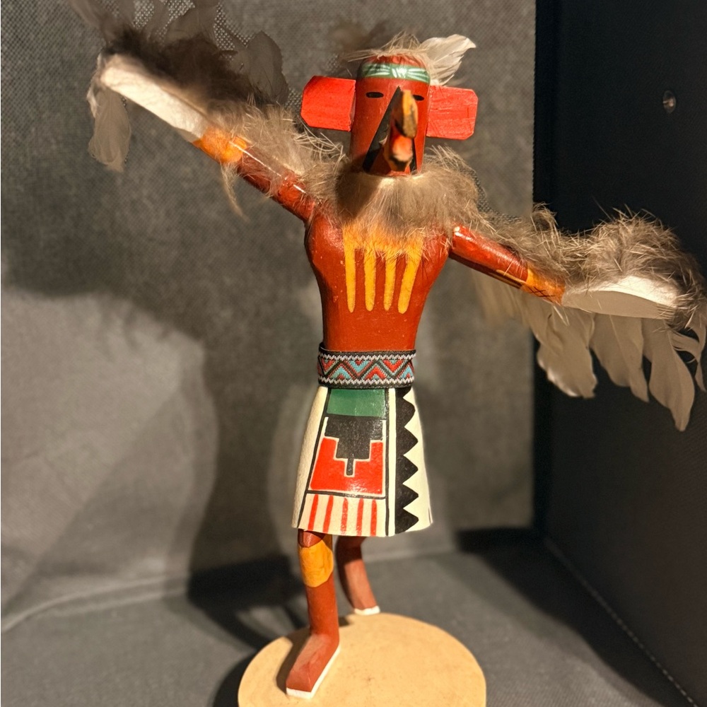Vintage Hand-Painted Red Kachina Figurine Signed